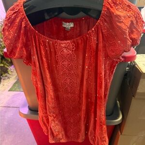 Elegant Red Embroidered Women's Top p23
